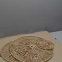 CHI AN HOME 18 Inch Boho Wall Decor  Set of 5 Woven Jute Wall Baskets, Boho Wall Art & Decorative Basket Set, Farmhouse Wall Hanging, Handwoven Wall Plates for Living Room, Bedroom  18", 14", 11", 8", 7"