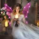 quescu Light up Fairy Wings for Adults,LED Butterfly Wings for Girls Women,Halloween Costume Dress Up,Gifts for Kids (Pink)