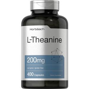 Horbach L Theanine | 200mg | 400 Capsules | Value Size | Non-GMO, Gluten Free Supplement BBD 10/2028