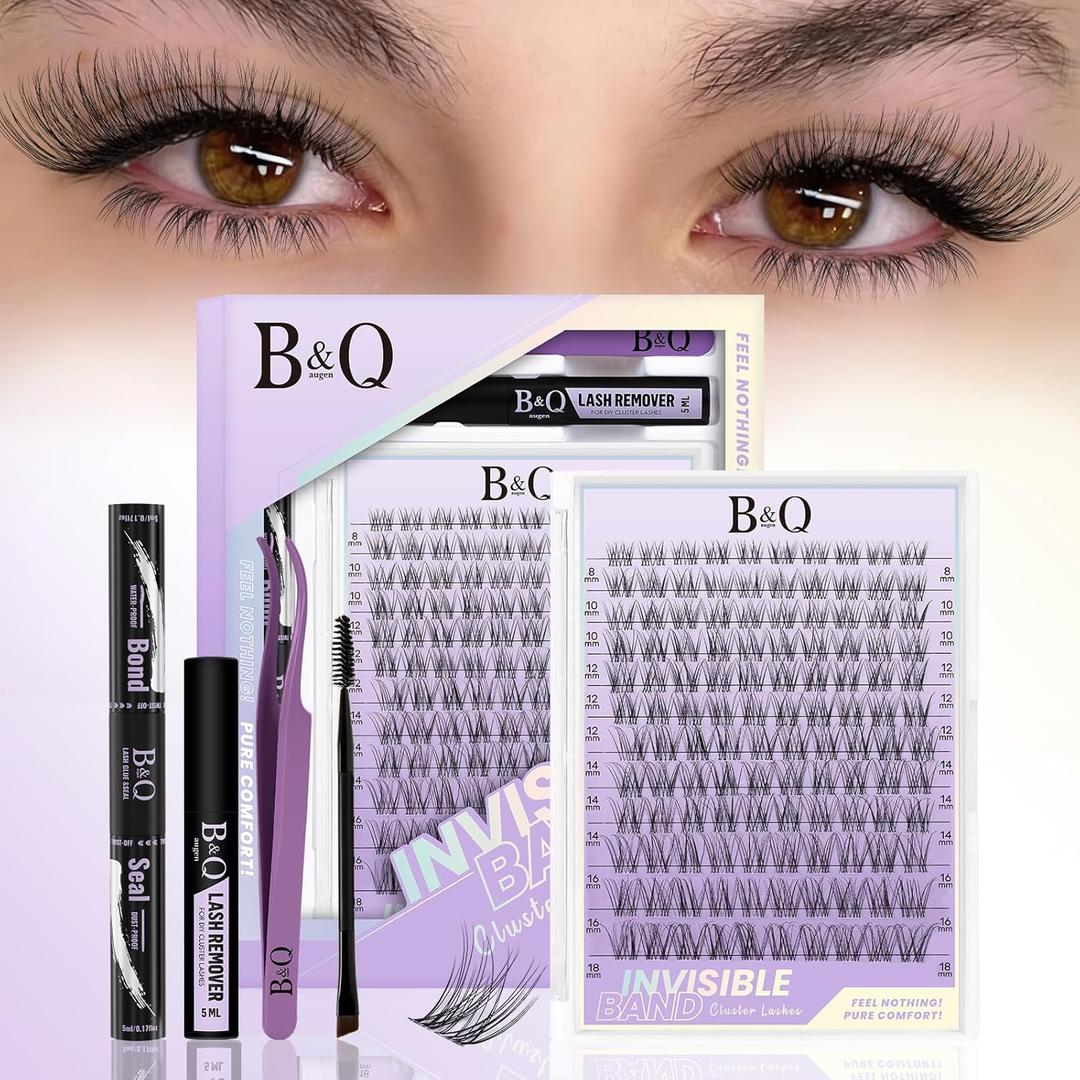 B&Q Flora Eyelash Clusters Kit - Velure DIY Lash Extension Kit at Home Beginner-Friendly Natural Lashes, 120pcs 8-18mm Wispy Clusters with 0.3mm Invisible Band & Waterproof, Daily Collection