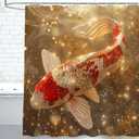 Koi Fish Shower Curtain for Bathroom with 12 Hooks, Koi Fish Polyester Shower Curtain Machine Washable Waterproof 72 x 72 inch for Kids Adults