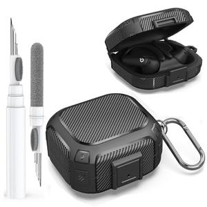 [Secure Lock] for Beats Powerbeats Pro 2 Case 2025 Men Women, Rugged Shockproof Protective Hard New Powerbeat Pro2 Cover Skin with Carabiner&Cleaner Pen for Beat Power Beat Pro 2 Earbuds,Jet Black