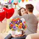 Birthday Cards, Happy Birthday Cards with Music & Lights, Daisy and Yellow Rose, 10 Inch Life Sized Forever Flower Bouquet Greeting Card Gifts for Wife Women Mom Grandma Sister