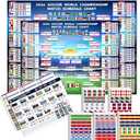 5 in 1 World Cup 2026 Merchandise Party Decorations Set, 45"x33" Large Wall Chart Schedule Bracket Poster with Team Sticker, 48 Country Flag Decor, Trophy and Soccer Ball Keychain, 3x3 Cube Puzzle