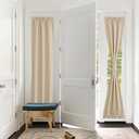 PONY DANCE Sidelight Door Curtain - Blackout Patio Panel Top and Bottom Rod Pocket French Door Curtain for Privacy Bonus Tiebacks, 25 x 72-inch, Biscotti Beige, Single Piece
