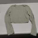 Women's Ribbed Knit Long Sleeve Crop Tops Crewneck Slim Fit Casual Tee Shirts Mint Green Small