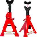 Jack Stands 6 Ton (13,200 LBs), 15.6"-23.4" Adjustable with Double Pin Locking,Heavy Duty Jack Stands with Extra Rubber Pads,Jack Stands for Trucks,Car Lifts for Home Garage,Lifting SUV,1 Pair Red