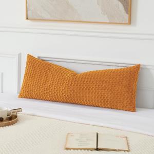 UGASA Fall 14x36 Inch Pillow Cover Pack of 1 Soft Boho Stripe Corduroy Large Long Rectangle Lumbar Cushion Cover Farmhouse Decorative Pilowcase for Bed, Couch, Sofa, Bedroom, Living Room,Burnt Orange