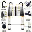 RIKADE Telescopic Ladder, 10.5 ft Aluminum Telescoping Ladder with Non-Slip Feet and Stable Hook, Portable Extension Ladder for Household and Outdoor Working, Max Load 330 lb, Aluminum