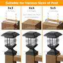 Solar Post Lights Outdoor Solar Cap Lights Deck Fence Cap for 4x4 5x5 6x6 Posts Patio Garden Courtyard Decoration Fixture Waterproof Warm White Lighting Black (2)