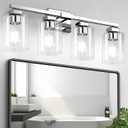 BesLowe 4-Light Bathroom Light Fixtures, Modern Chrome Bathroom Vanity Light, Bathroom Lighting Fixtures Over Mirror, Matte Chrome Bathrom Wall Lamp, Wall Lights for Living Room Bedroom Hallway