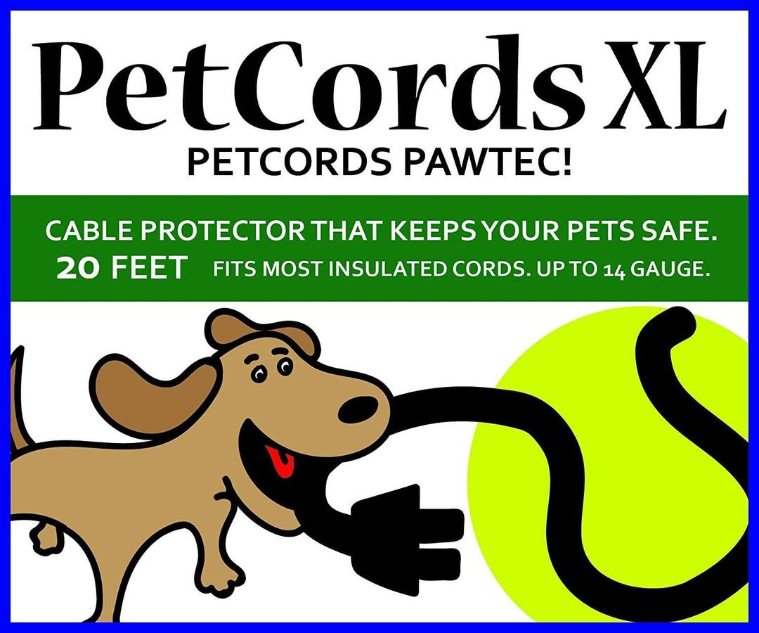 PetCords Dog and Cat Cord Pet Protector 20 FT, Protects Your Pets from Chewing Through Insulated Cables up to 20 FT, Pet and Critter Safety Device, Unscented, Made and Designed in The USA (Clear)