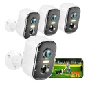 Outdoor Security Camera Wireless, 2K Battery Powered WiFi Cameras for Home Security with AI Motion Detection, Color Night Vision, Siren Alarm, 2-Way Talk, IP66 Waterproof, Cloud/SD Storage (4 Pack)