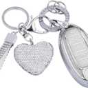 Meruns Compatiable with Nissan 5 Buttons key fob cover with Diamond Bling Keychain, Car Accessories Keys Shell TPU for Altima Sentra Rogue Pathfinder Murano Armada Maxima Versa Smart Key,Silver Clear