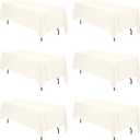 BRILLMAX 6 Pack Ivory Tablecloths 70 x 120 Inch for 6ft or 8ft Rectangle Tables - Rectangular Bulk Linen Polyester Fabric Washable Cloth Cover for Wedding Reception Banquet Birthday Party (70x120 In, 6 Pack)