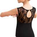 Girls Lace Cap Sleeve Dance Leotard for Ballet, Toddler Big Little Girls Gymnastics Dancewear (Black, XXL)