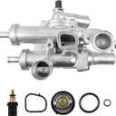 Upgrade Aluminium Engine Thermostat Housing Assembly Compatible with Dodge Caliber, Journey, Avenger 07-20, Chrysler 200, Sebring 07-14, Jeep Compass, Patriot 09-17 Replace 68003582AB