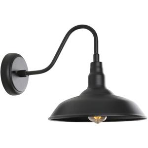Black Gooseneck Barn Light for Farmhouse 10 Inch Dome Exterior Lights Fixture with Wall Mount, Outdoor Wall Sconce for Garage Porch Patio