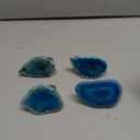 CozyTower Agate Napkin Rings Set of 4, Gold Napkin Holders for Cloth Napkins, Unique Wedding Decorations Napkin Ring Kitchen Accessories for Dinner Party (Blue Agate)