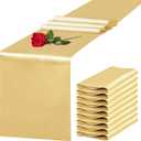 10 Pack Satin Table Runner 12 x 108 Inch Long Light Gold Silk Table Runner for Wedding Party Banquet Birthday Decoration