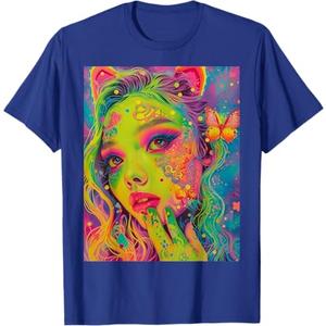 Lime Green Girl Harajuku Aesthetic Graphic T-Shirt, Royal  Blue, Men, S