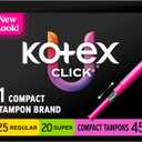U by Kotex Tampons, Click Compact Multipack, Regular/Super Absorbency, Unscented, 45 Count