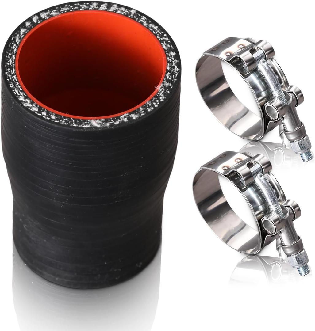 3.0" to 4.0" ID Straight Silicone Reducer Coupler Hose with Stainless T-Bolt Clamp,4 Layers Reinforced, Thickness(5mm),Leg Length 3 inch Intake Turbo Piping Intercooler Coupler Silicone Hose