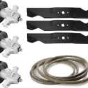 54 Lawn Mower Deck Rebuild Kit Compatible with Cub Cadet RZT-L54KH RZT-L54KW RZT-S54 Z6600 ZT-L54, 3 Spindles 618-05137, 918-05137 119-8445, 3 Pulleys, 3 Blades, 1 Belt