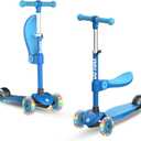 Gotrax KS3 Kids Kick Scooter, LED Lighted Wheels, Adjustable Height Handlebars and Removable Seat, Lean-to-Steer & Widen Anti-Slip Deck, 3 Wheel Scooter for Kids Ages 2-8 and up to 110 Lbs