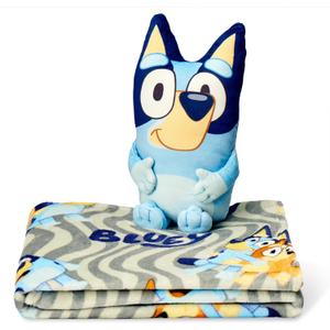 Bluey Throw & Plush Hugger Set, 50"x60" Silk Touch Blanket with 3D Character Pillow  Soft, Cozy Blanket for Kids and Toddlers