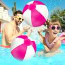 Whaline 3Pcs Inflatable Beach Ball Round Pool PVC Balls Cute Game Toys for Summer Hawaiian Tropical Theme Beach Party Decor (20 Inch, Hot Pink)