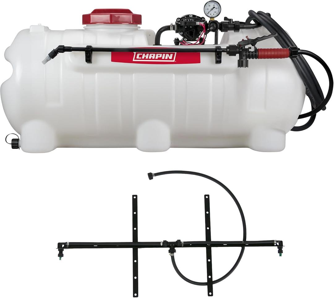 Chapin 97214: Made in The USA 25-Gallon 2.5GPM/12V EZ Mount Deluxe Multi-Purpose ATV/UTV Tank Sprayer for Lawn & Garden, Farm & Acreage, Fertilizers, Weed Control, with 2-Nozzle Spray Boom Attachment
