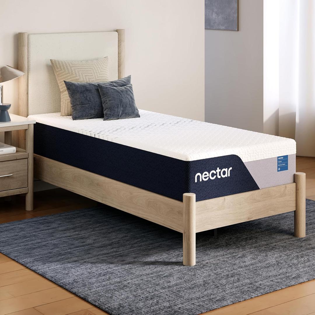 Nectar Classic 12 Twin Mattress - Medium Firm - Contouring Memory Foam - Cooling Top Layer - Back Pain Relief - Mattress in a Box , Twin, Classic 12", Mattress