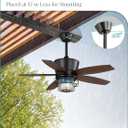 Fanbulous 42" Outdoor Ceiling Fans with Lights and Remote Control,IP65 Wet Rated Waterproof Ceiling Fan with 6-Speed DC Motor, Farmhouse Gazebo Fan for Porch Patios PavilionBlack