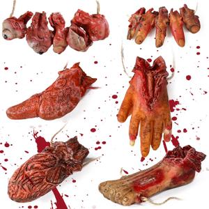 Scary Halloween Party Decorations, Haunted House Decor, Zombie Vampire Crime Scene Bloody Decorations, Creepy Carnival Bloody Props, Fake Dead Body Parts (Realistic Broken hand, feet, fingers, organs)