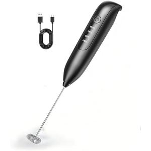 Electric Milk Frother Handheld: Rechargeable - LED Digital Display, Bare-Bones Version - Blackish Purple