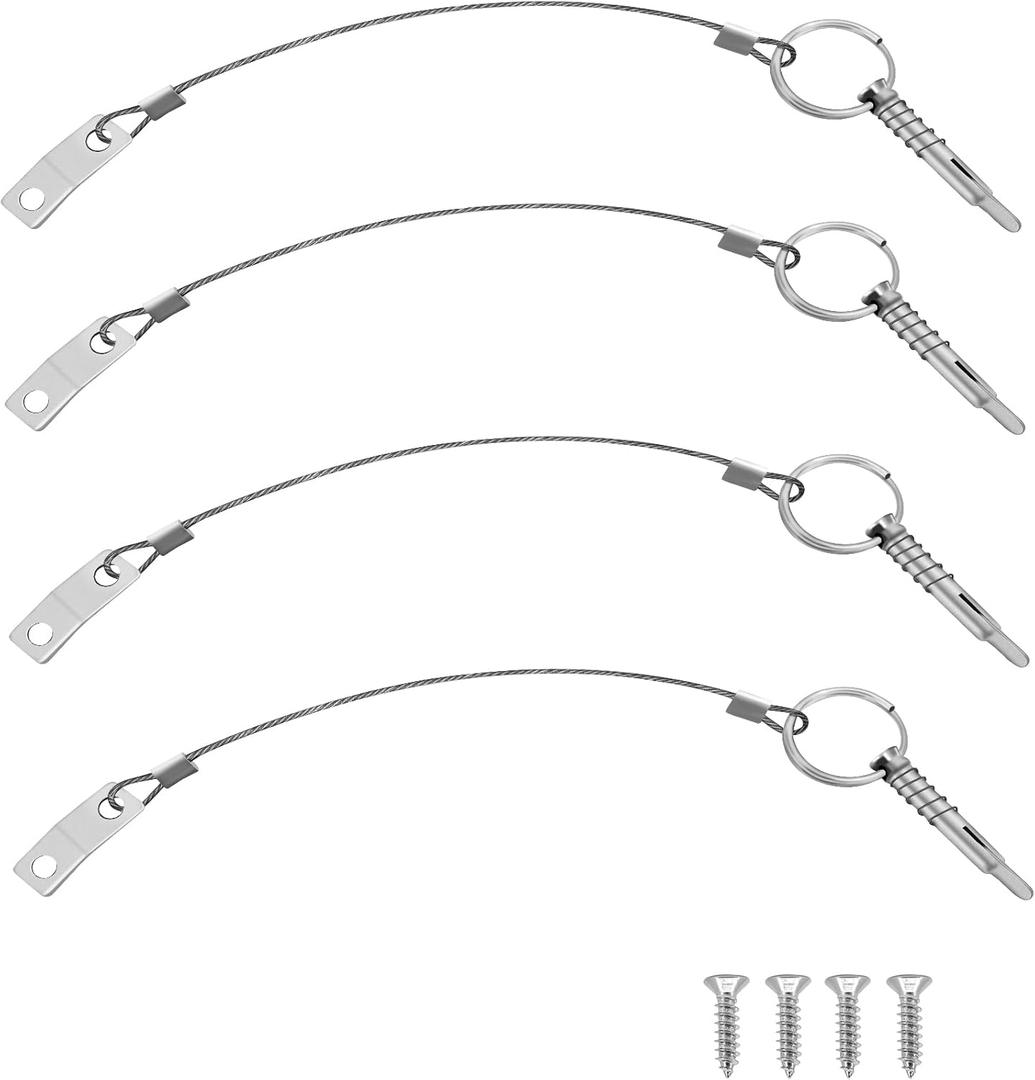 1/4" Diameter Bimini Top Quick Release Pins 316 Stainless Steel Pin and Ring Easy to Fix and Remove Bimini Pins, Marine Hardware for Boats, Yachts, Speedboats, Motorboats, Ships (4 Pack)