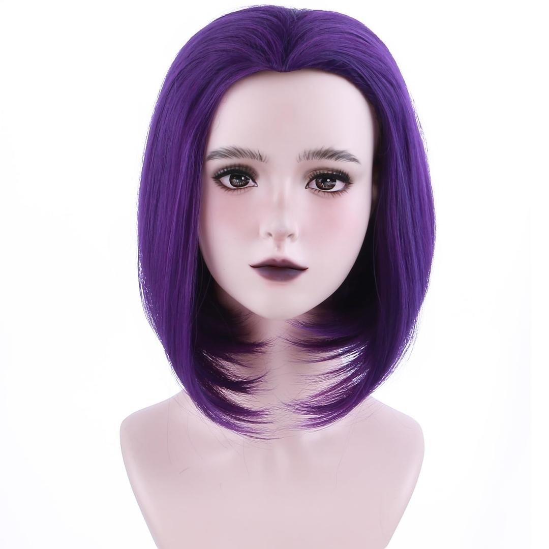 Dark Purple Bob Wig Purple Wig for Women Short Straight Wigs Synthetic Cosplay Halloween Party Costume Wigs