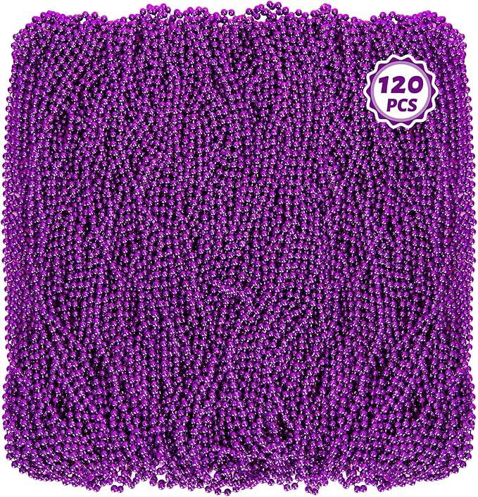 Bead Necklace, 120PCS New Years Eve Black Necklaces Stuff Accessories, 33" Mardi Gras Beads Necklace Costume Bulk, Festival Parade Throw for Halloween Wedding Party Events Supplies Decorations