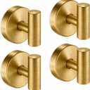 Waterproof No-Drilling Suction Cup Shower Hook, Brushed Gold | Strong Vacuum Hold | No Wall Damage | Durable 304 Stainless Steel | Perfect for Bathroom Towel, Robe & Shower Mirror