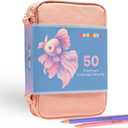 Colored Pencils for Adult Coloring Books  50 Pastel Color Pencils with Leather Case, Color Pencil Set includes Sharpener & Eraser