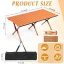 Suzile 1 Pack 4FT Folding Camping Table, Roll Up Portable Camp Table with Carry Bag, Low Collapsible Lightweight Aluminum Outdoor for Camping, Picnic, Beach, Patio, Kitchen (Nut Brown), 45.7 x 23.6 x 17.7 inches