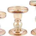 Glass Candle Holders, Set of 3 Candle Holders for Pillar Candles, Candlestick Holder for Pillar Taper TeaLight Candles, Table Centerpiece for Wedding Dining Living Room Home Decor
