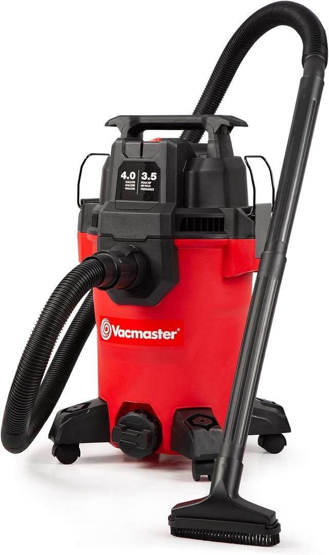 Vacmaster VCM408PF 1101 4-Gal 3.5 Peak HP Wet/Dry Vac Red