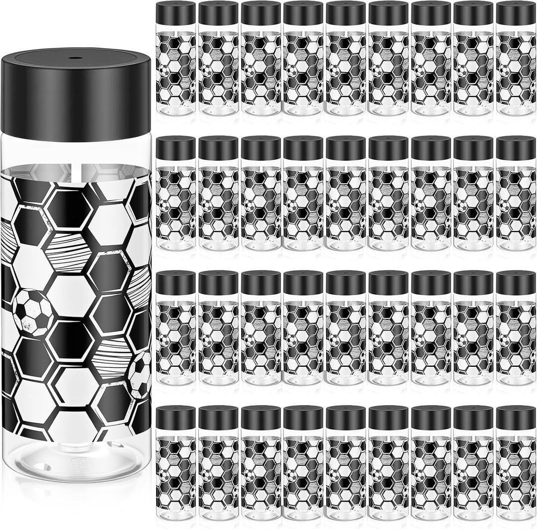 Skylety 16 Pcs Soccer Party Cups 12oz Soccer Plastic with Lids Reusable Drinking Tumbler Bulk for Sports Themed Birthdays Team Gifts Holiday Party Decor Supplies