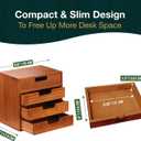 4 Drawer Desktop Storage Organizer in Modern Wood Design (9.8x6.9x 9.8) 4-Drawer Stackable Drawer Unit - Vanity Accessories Organizer (1-Pack)