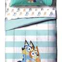 Jay Franco Bluey & Bingo (4 Piece Toddler) Bedding Set Includes Comforter, Sheets & Pillowcase, Super Soft Fade Resistant Microfiber, Official Licensed Toddler Bed Set for Boys and Girls, Blue