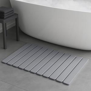 Premium Foldable Stone Bath Mat - Ultra Absorbent Quick Drying Compact Easy to Store & Clean Non-Slip Diatomaceous Earth Bath Shower Mat (Delicate Grey) (23.6" x 15.3")