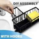 Kitchen Sponge Holder with Brush Holder Sink Caddy Organizer for Sink Kitchen Countertop Organizers and Storage Essentials Black (One Size)