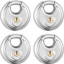 Keyed Alike Storage Lock,Stainless Steel Disc Padlock with Same Key for Storage Unit, Sheds, Garages and Trailer4 Pack